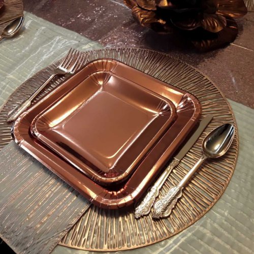 צלחת נייר רוז גולד