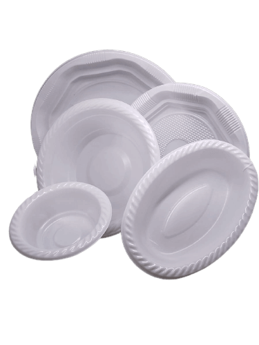צלחות פלסטיק פשוט לבן